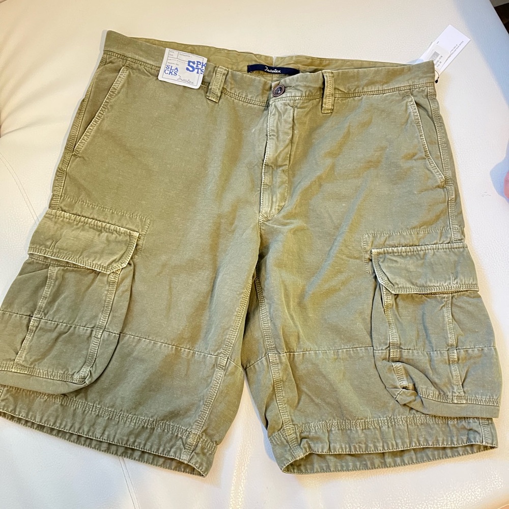 Incotex cotton and linen blend cargo shorts